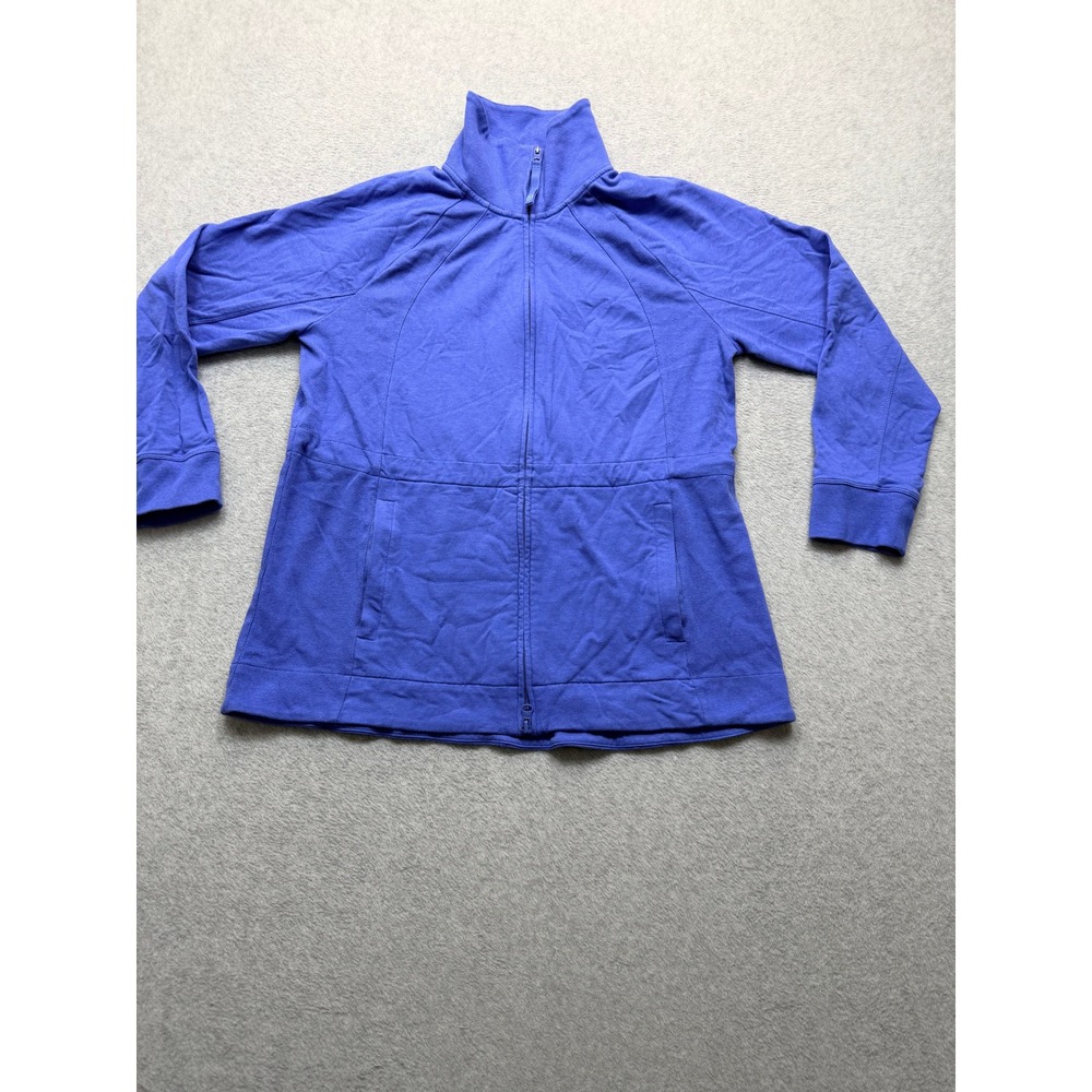 T by Talbots Womens Blue Full Zip Mock Neck Active Jacket Size LP